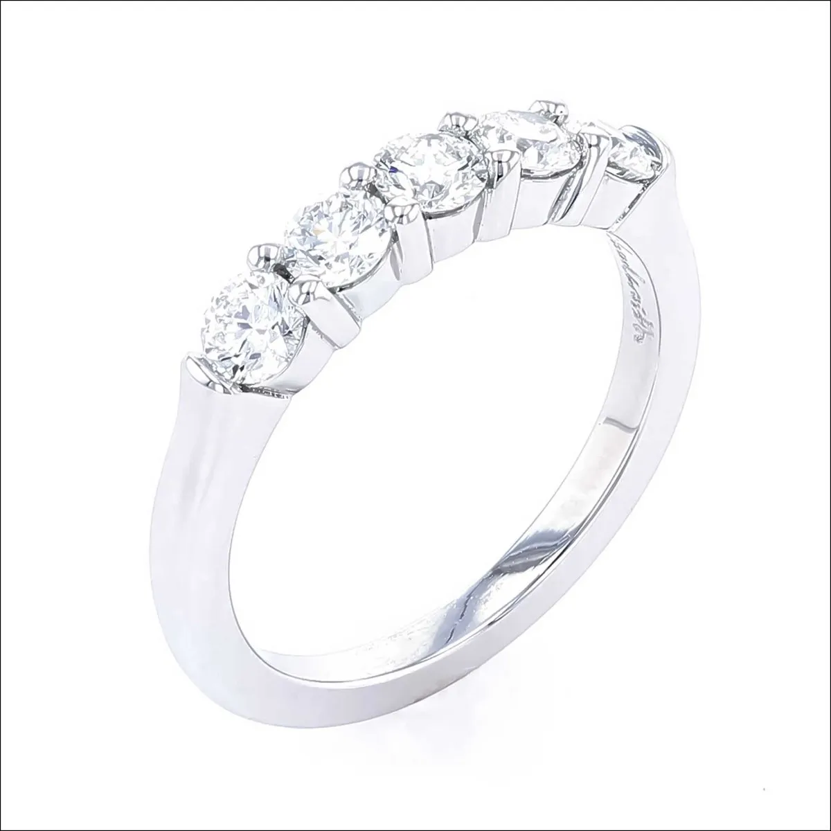 5 Diamond Shared Prong Band Platinum 0.83cttw