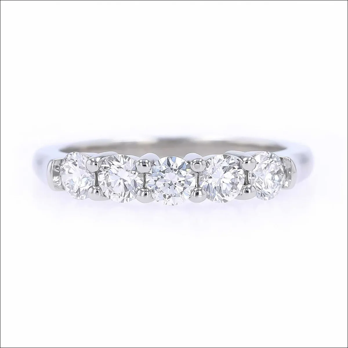 5 Diamond Shared Prong Band Platinum 0.83cttw