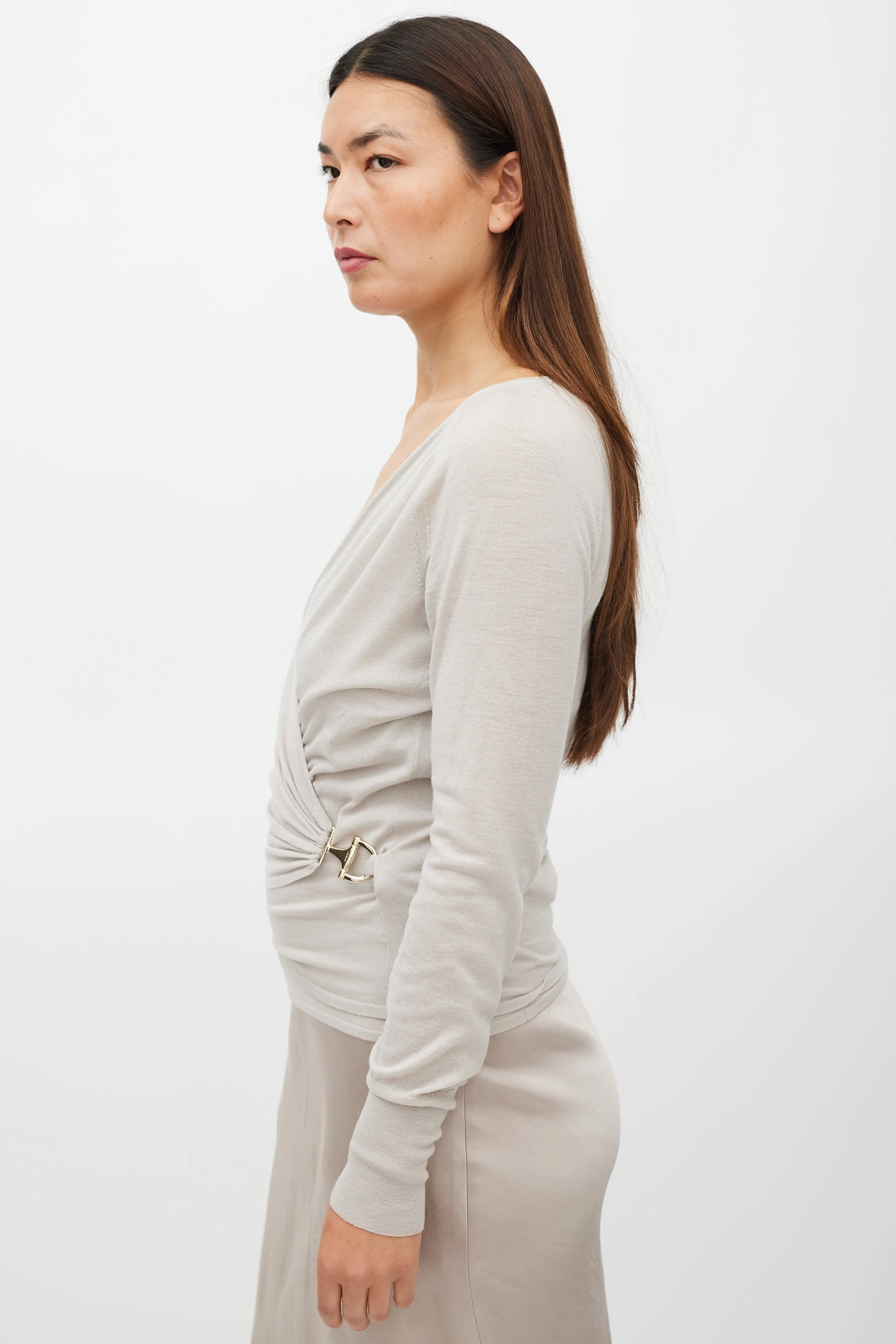 Beige Wool Hardware Tank & Cardigan Set