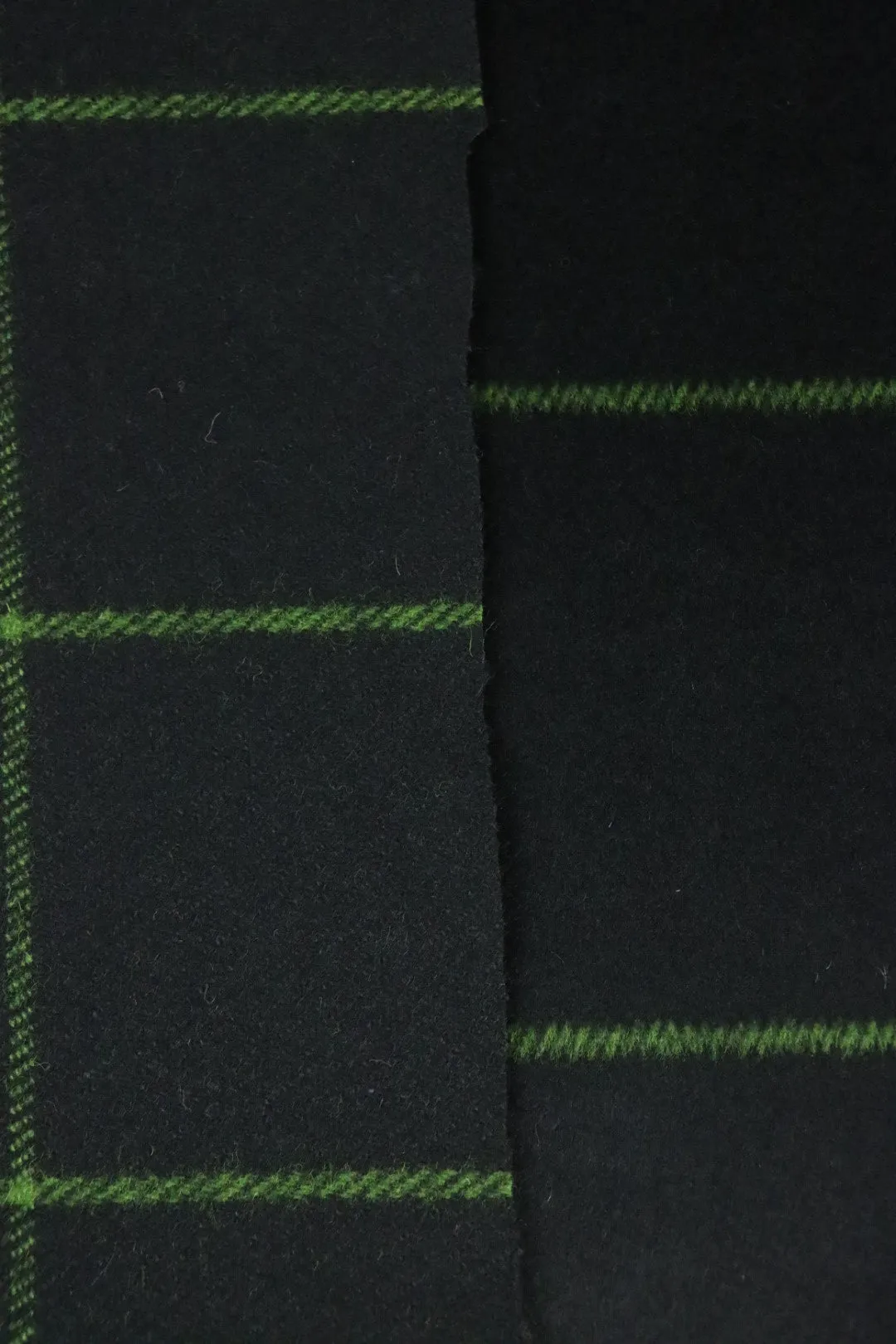 Black & Lime Windowpane Plaid Mid-Weight Woven Wool