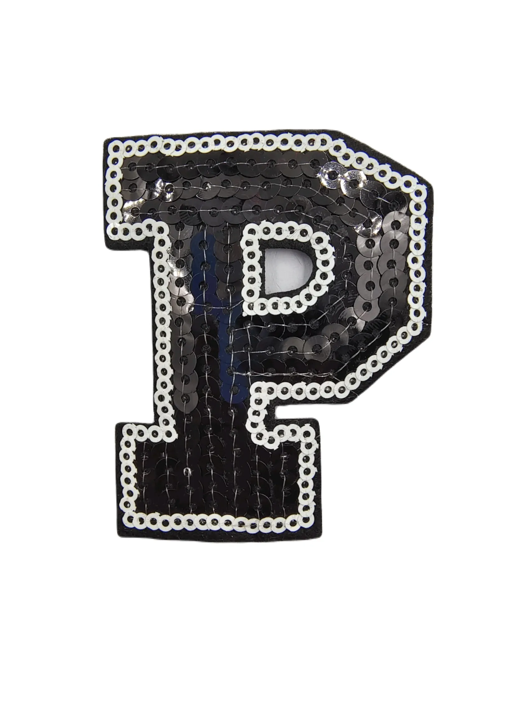 Black & White "P" Latter Sequins Hot-Fix Patch