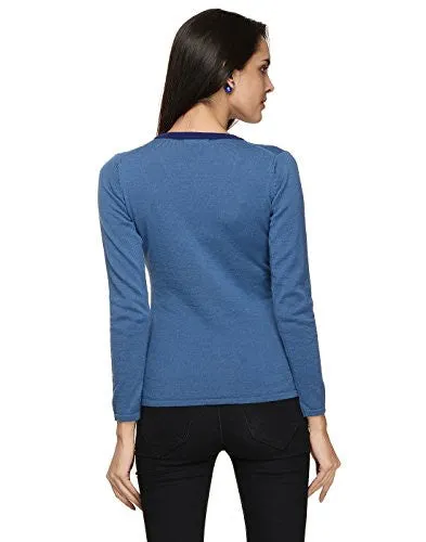 Blue Merino wool frount open Cardigan sweater Small