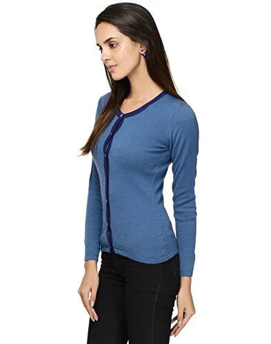 Blue Merino wool frount open Cardigan sweater Small