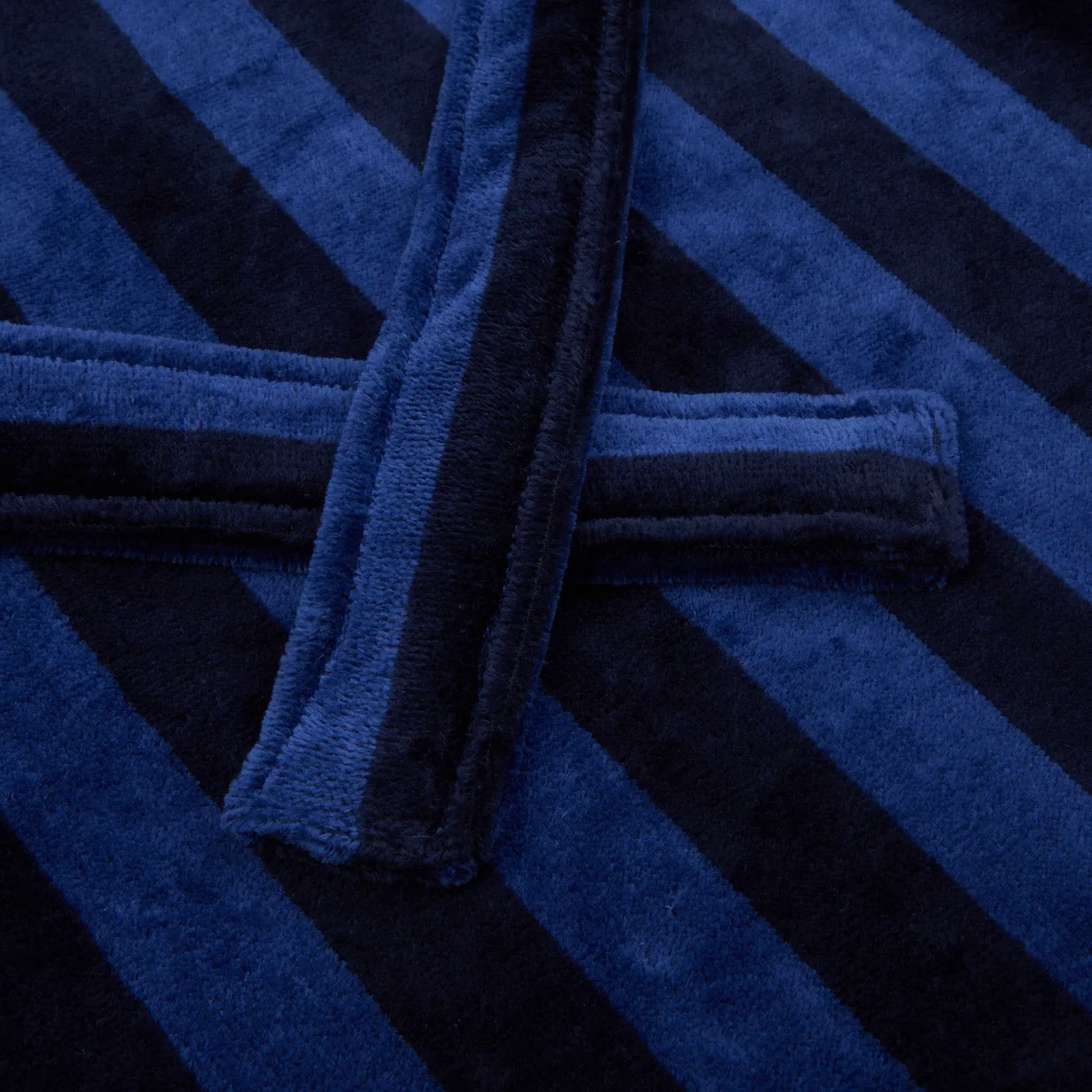 Blue Striped Cotton Velour Towelling Gown