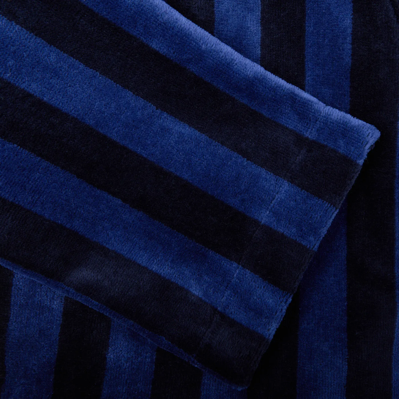 Blue Striped Cotton Velour Towelling Gown