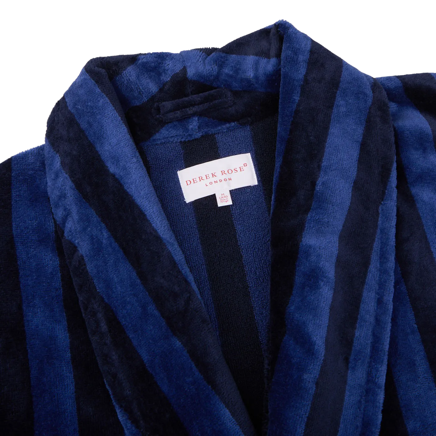 Blue Striped Cotton Velour Towelling Gown