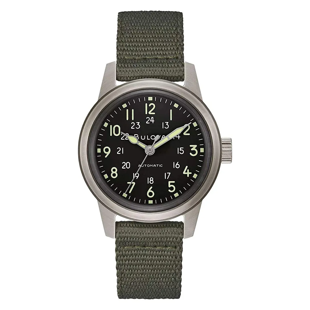 Bulova Mens Military VWI Special Edition Hack Field Automatic Stainless Steel Watch - 96A259