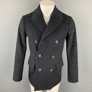 BURBERRY LONDON Size 36 Black Wool Double Breasted Peacoat