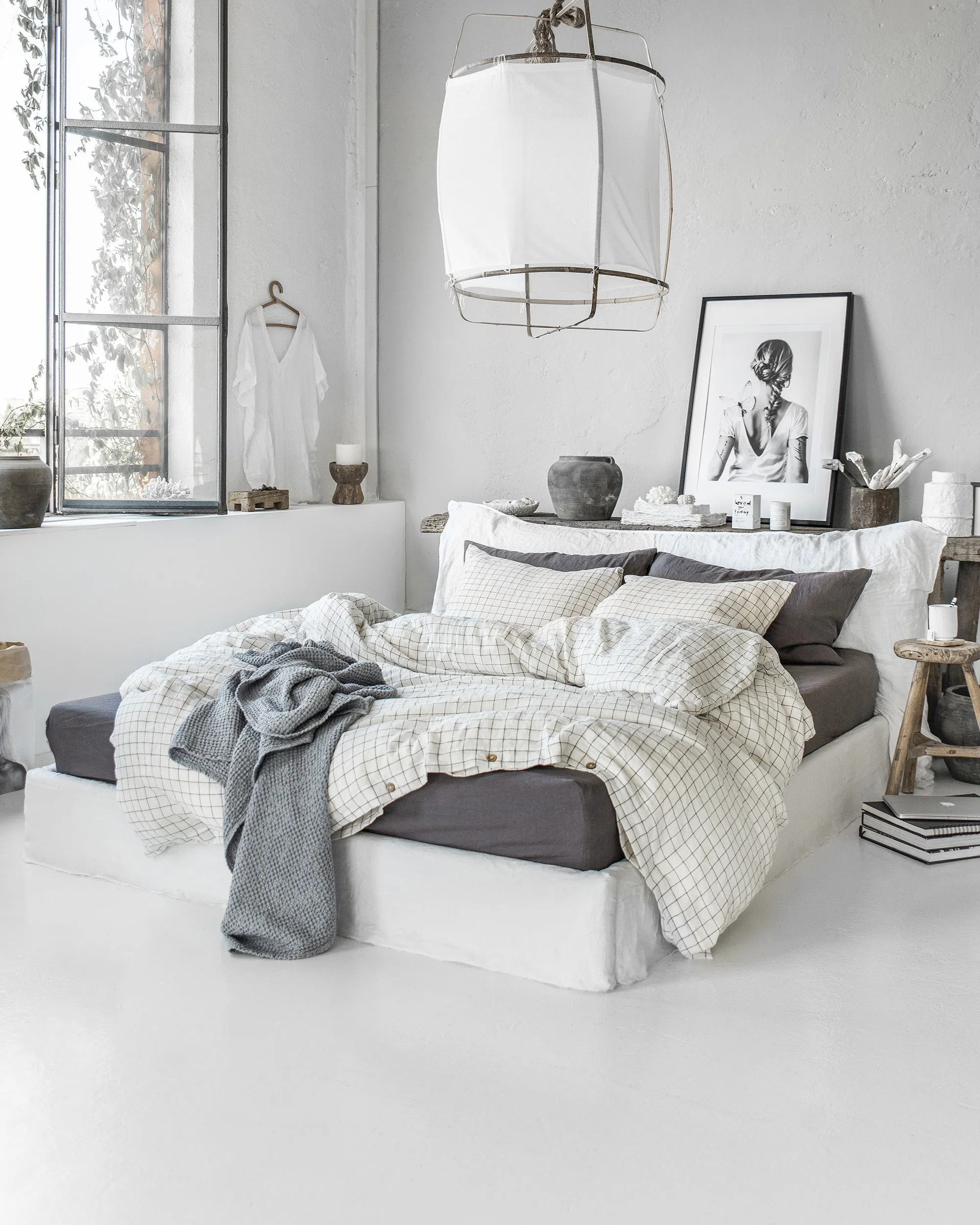 Charcoal Grid & Charcoal Gray Bedding Bundle