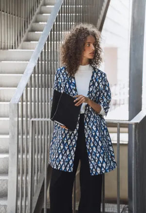 Choice Geometric Printed Midi Jacket Indigo