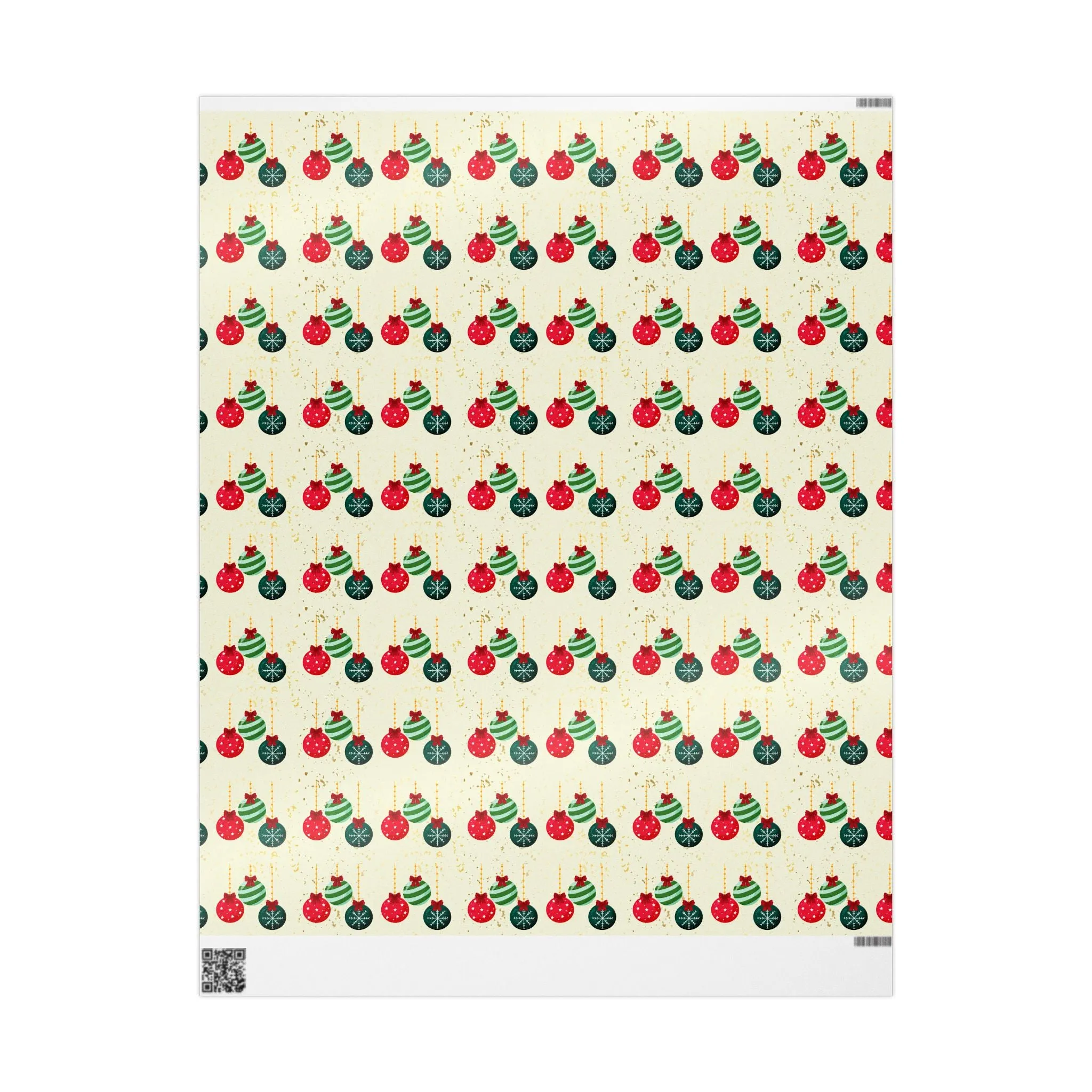 Christmas Ornament Wrapping Paper : Festive Holiday Gift Wrap with Red & Green Ornaments, Perfect for Christmas Gifts