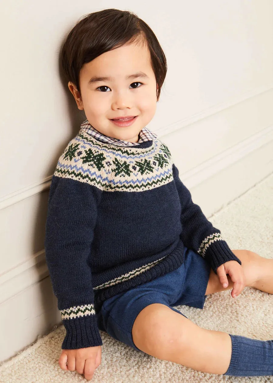 Classic Fair Isle Jumper in Navy (18mths-10yrs)