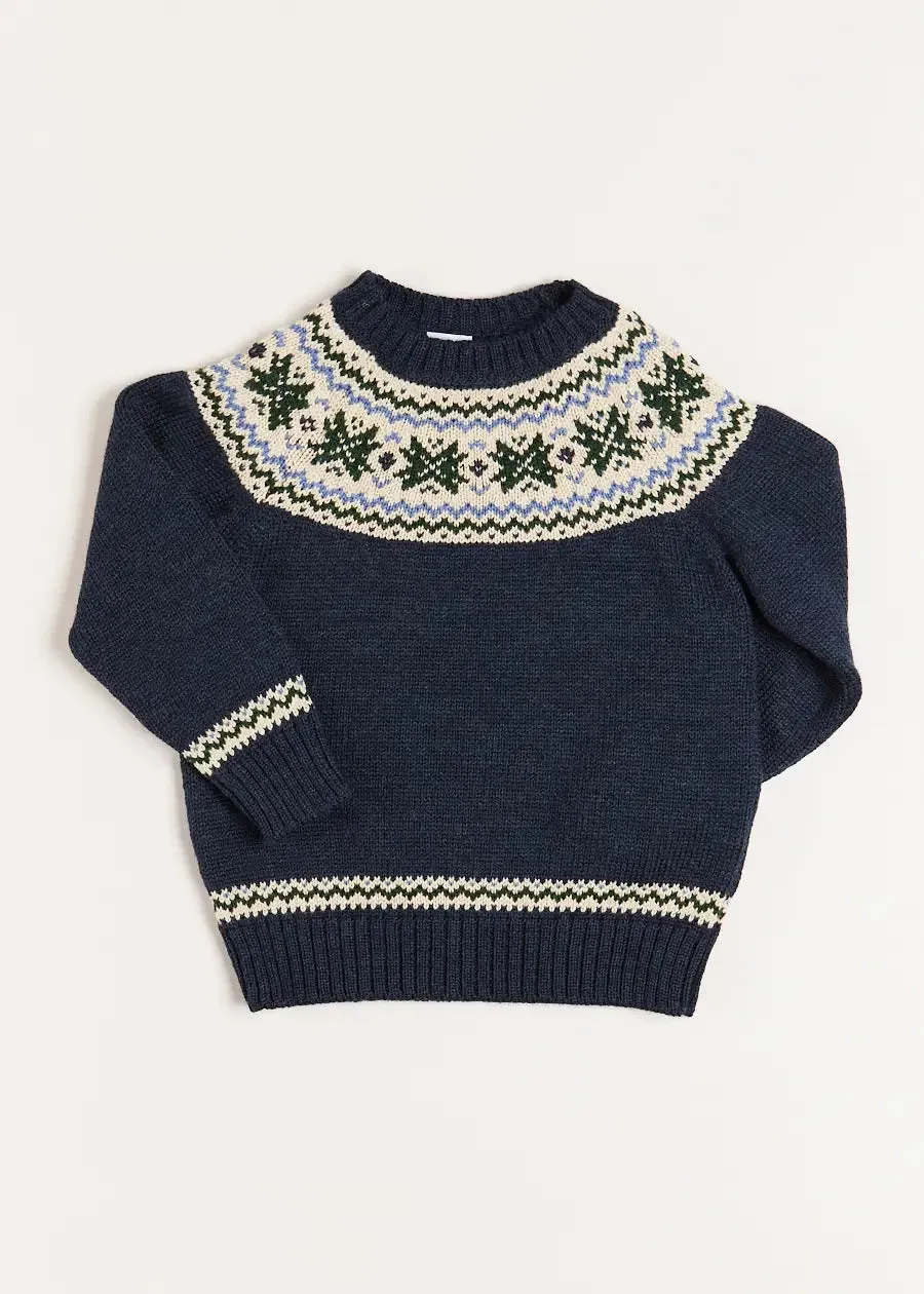Classic Fair Isle Jumper in Navy (18mths-10yrs)