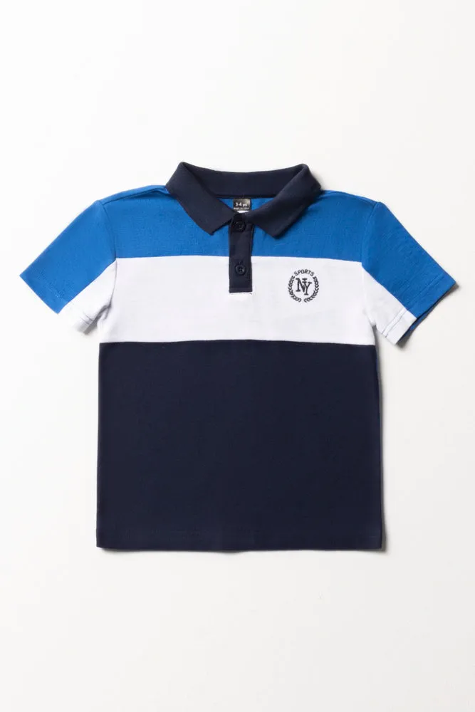 Colourblock Golfer Navy & Blue