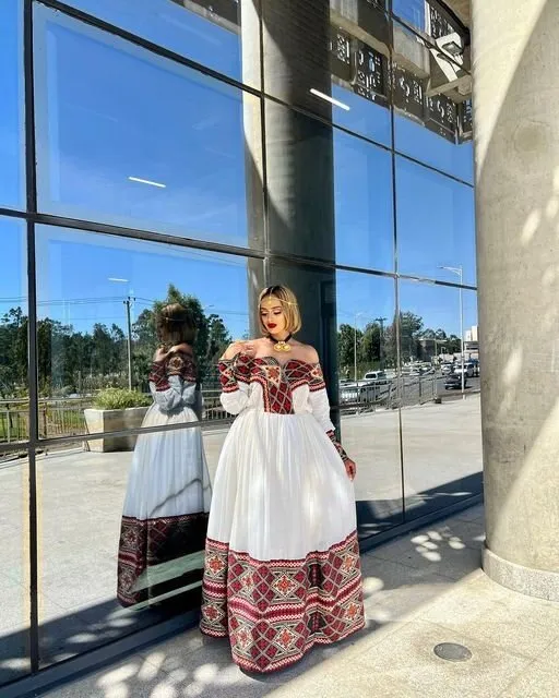 Dark Red Habesha Dress Modern Habesha Kemis For Any Occassion Habesha Libs