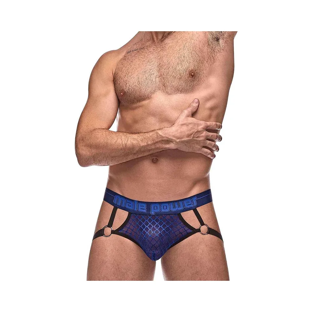 Diamond Mesh Jock Ring Blue L/XL