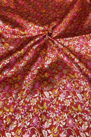 Elegant Red Banarasi Meenakari Silk Fabric ( 2.5 Mtrs )