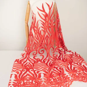 Embroidered Lace Design-2 Red