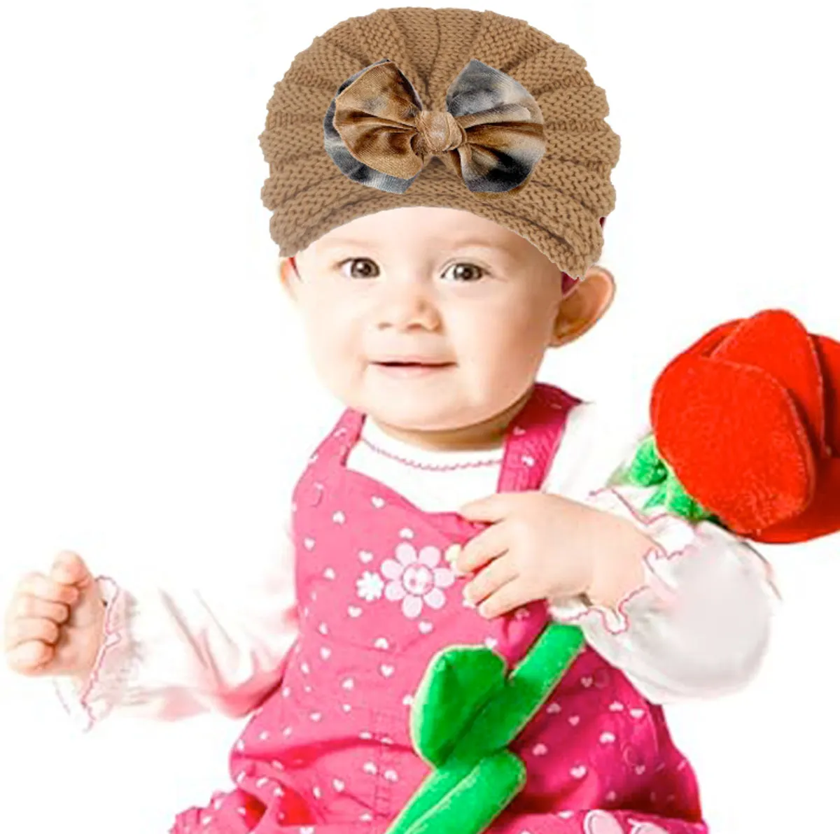 Fancydresswale European Style Wool Knitted Hat for Babies & Toddlers – Soft & Cozy Winter Beanie Newborn Winter Turban Cap-Coffee
