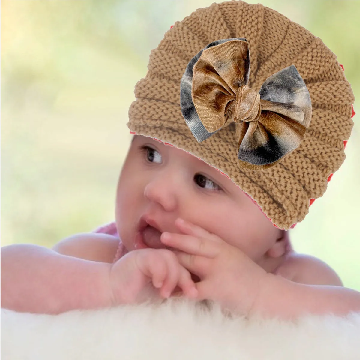 Fancydresswale European Style Wool Knitted Hat for Babies & Toddlers – Soft & Cozy Winter Beanie Newborn Winter Turban Cap-Coffee