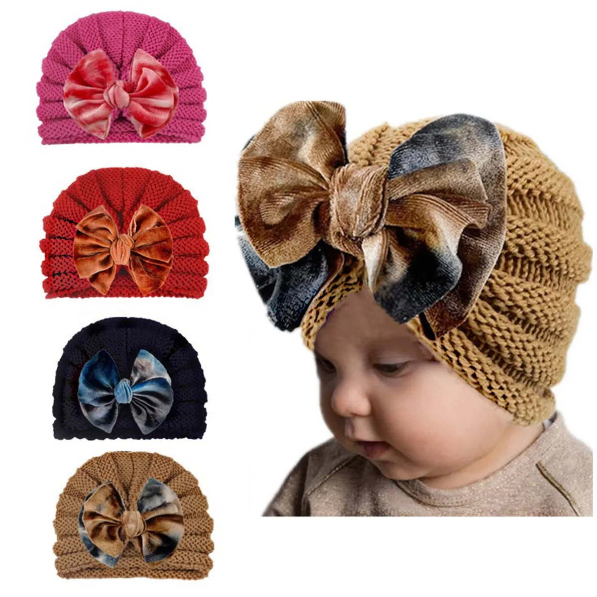 Fancydresswale European Style Wool Knitted Hat for Babies & Toddlers – Soft & Cozy Winter Beanie Newborn Winter Turban Cap-Coffee