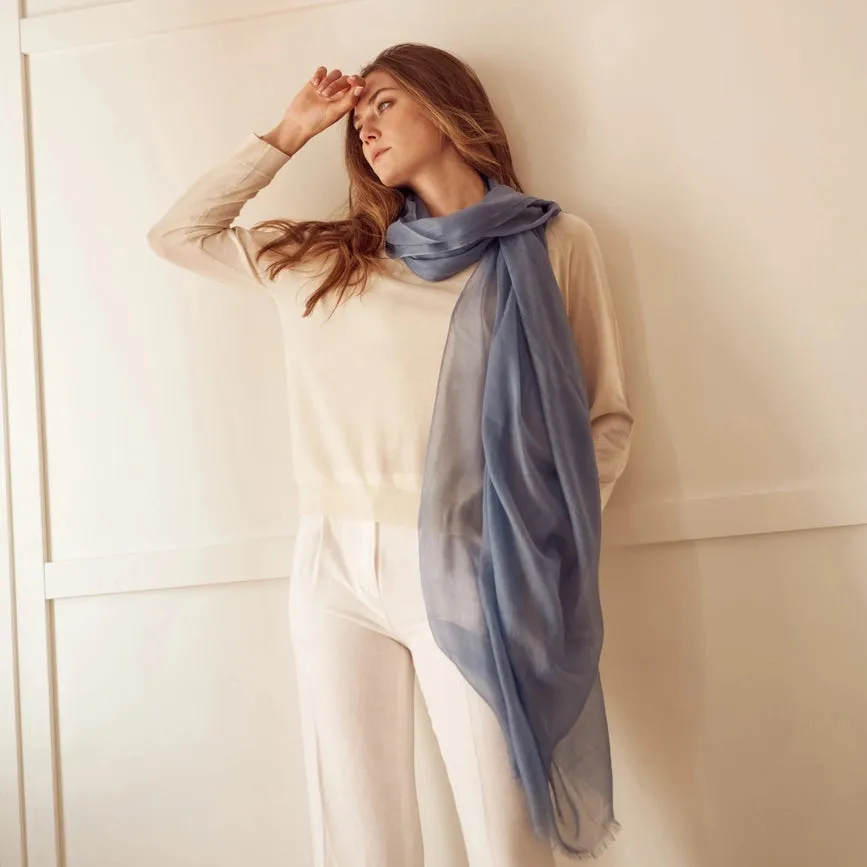 Florencia Ultra Thin Cashmere Shawl Blue