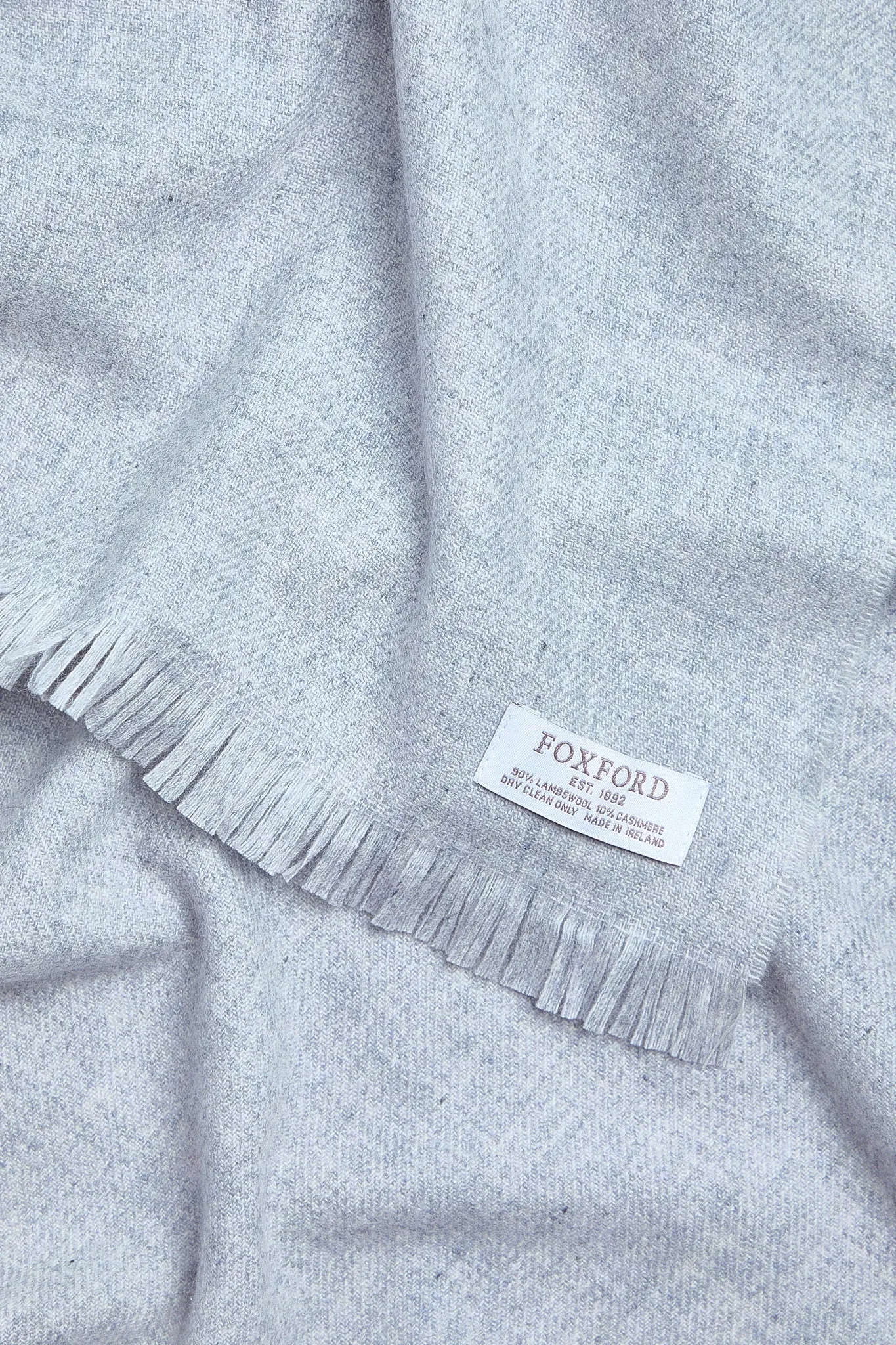 Foxford Pearl Grey Fine Wool Cashmere Blend Scarf