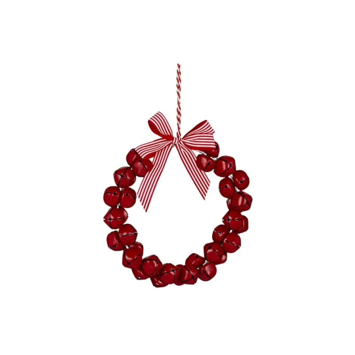 Gala Metal Bell with Bow Wreath Red 26cm
