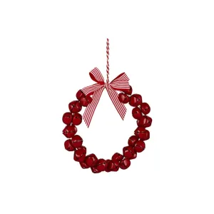 Gala Metal Bell with Bow Wreath Red 26cm