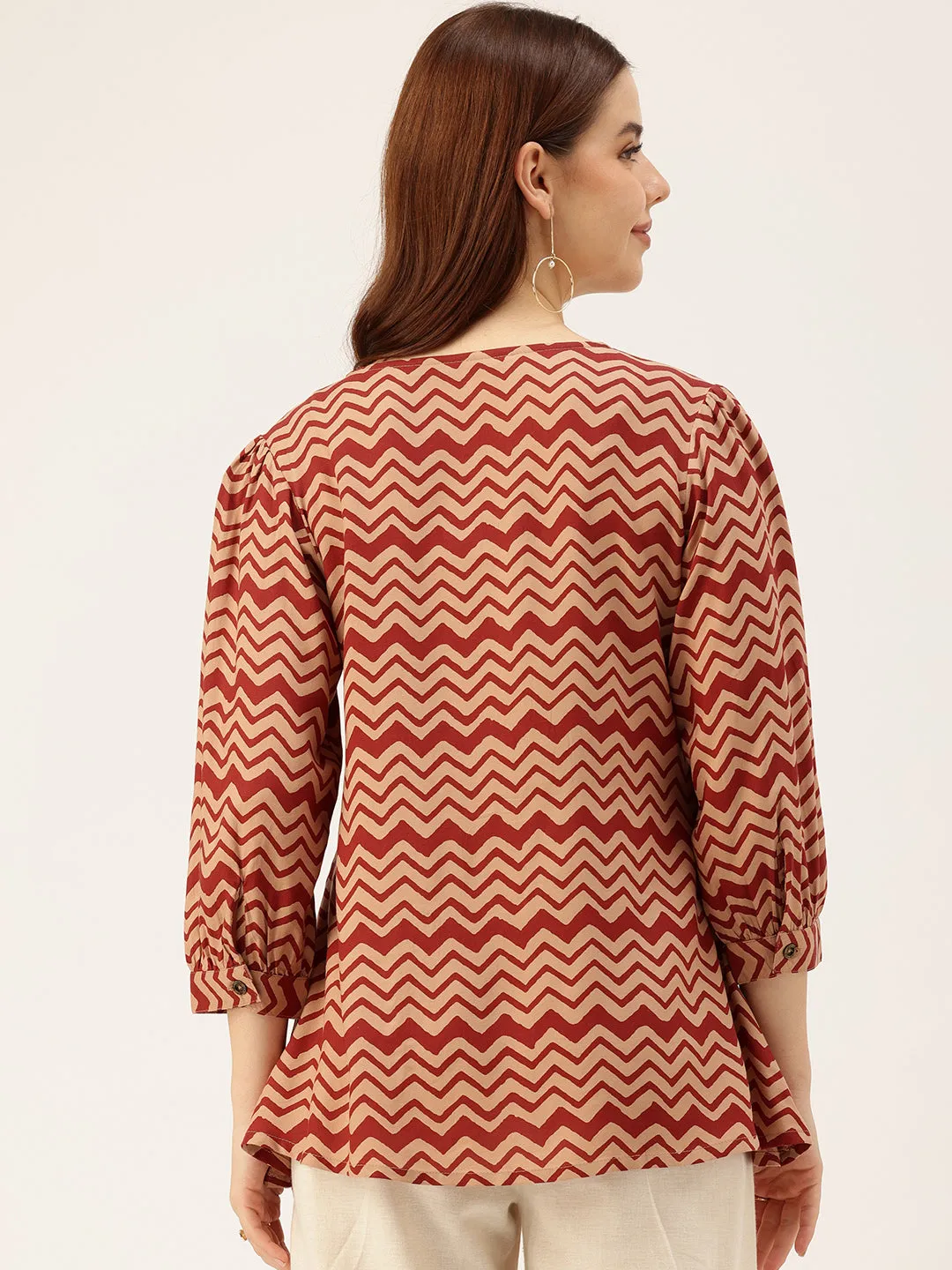 Geometric Printed Pleated Tunic