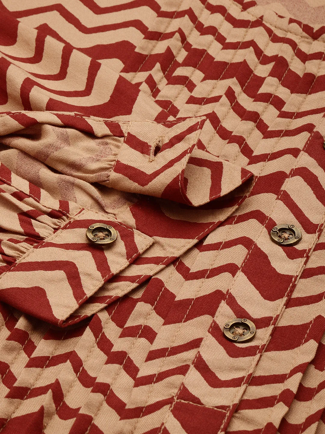 Geometric Printed Pleated Tunic