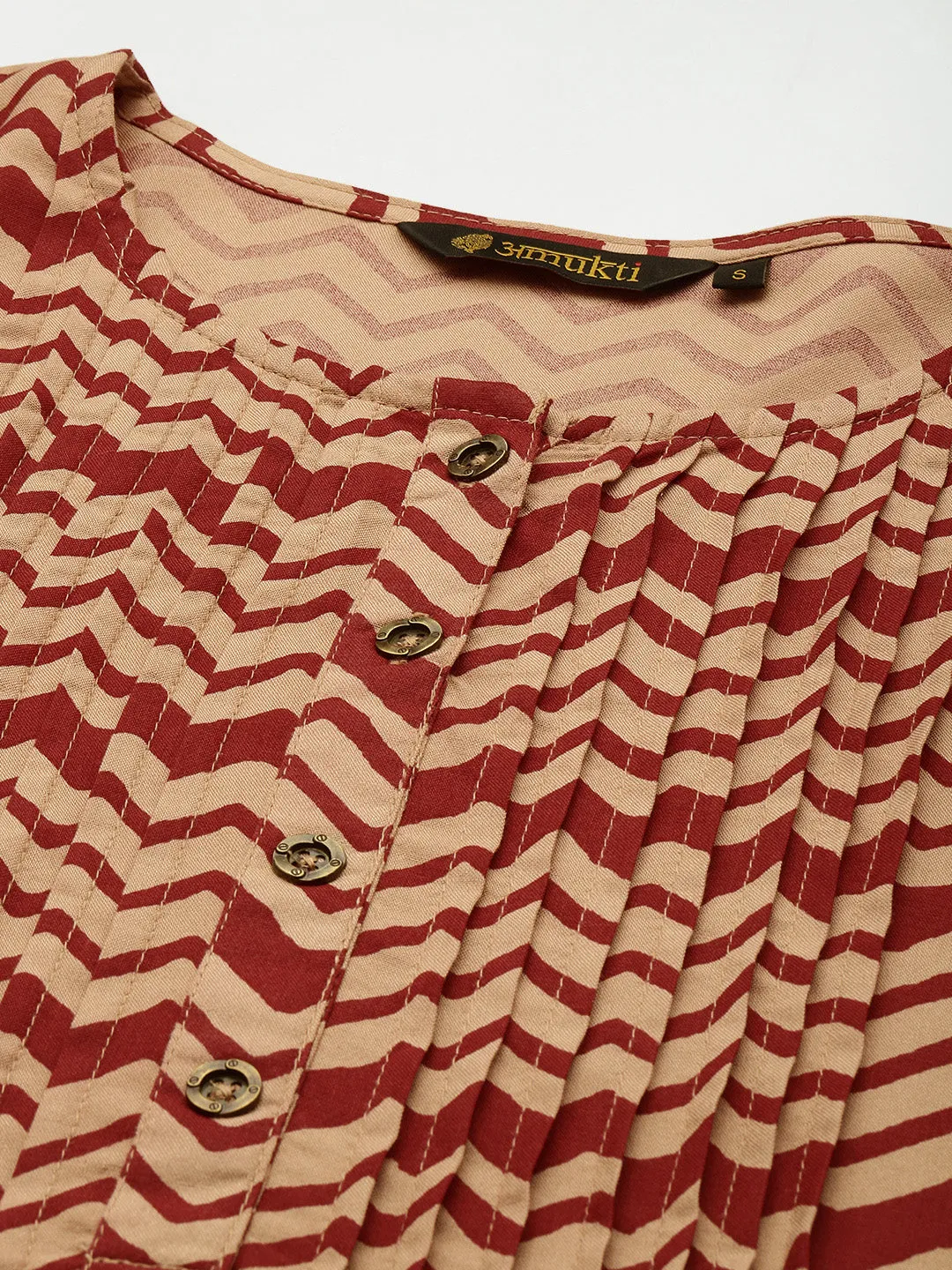 Geometric Printed Pleated Tunic