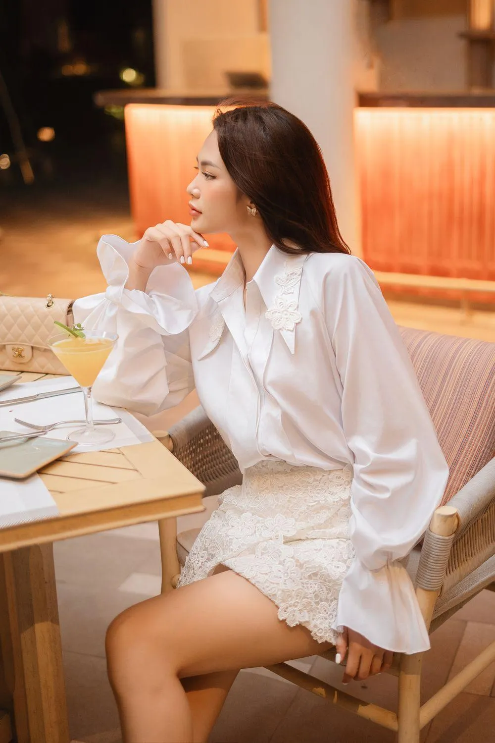 Gladys Wrap High Waist Silk Lace Mini Skirt