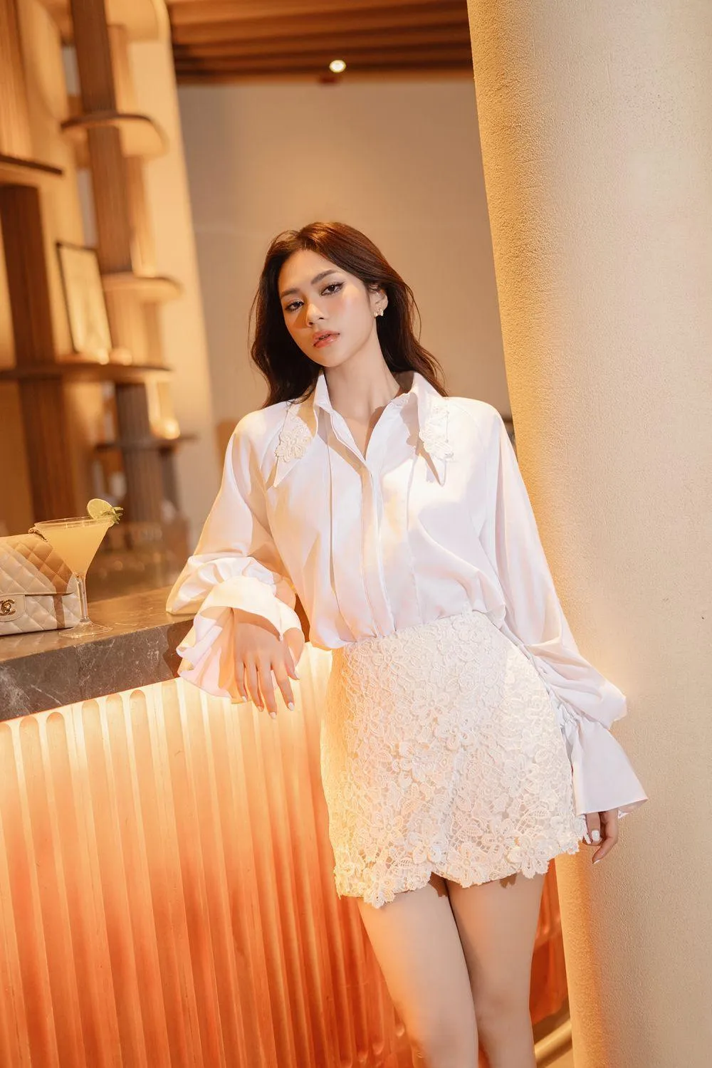 Gladys Wrap High Waist Silk Lace Mini Skirt
