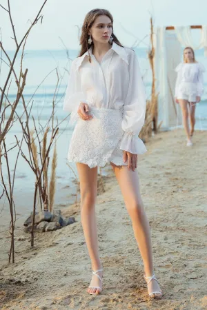 Gladys Wrap High Waist Silk Lace Mini Skirt