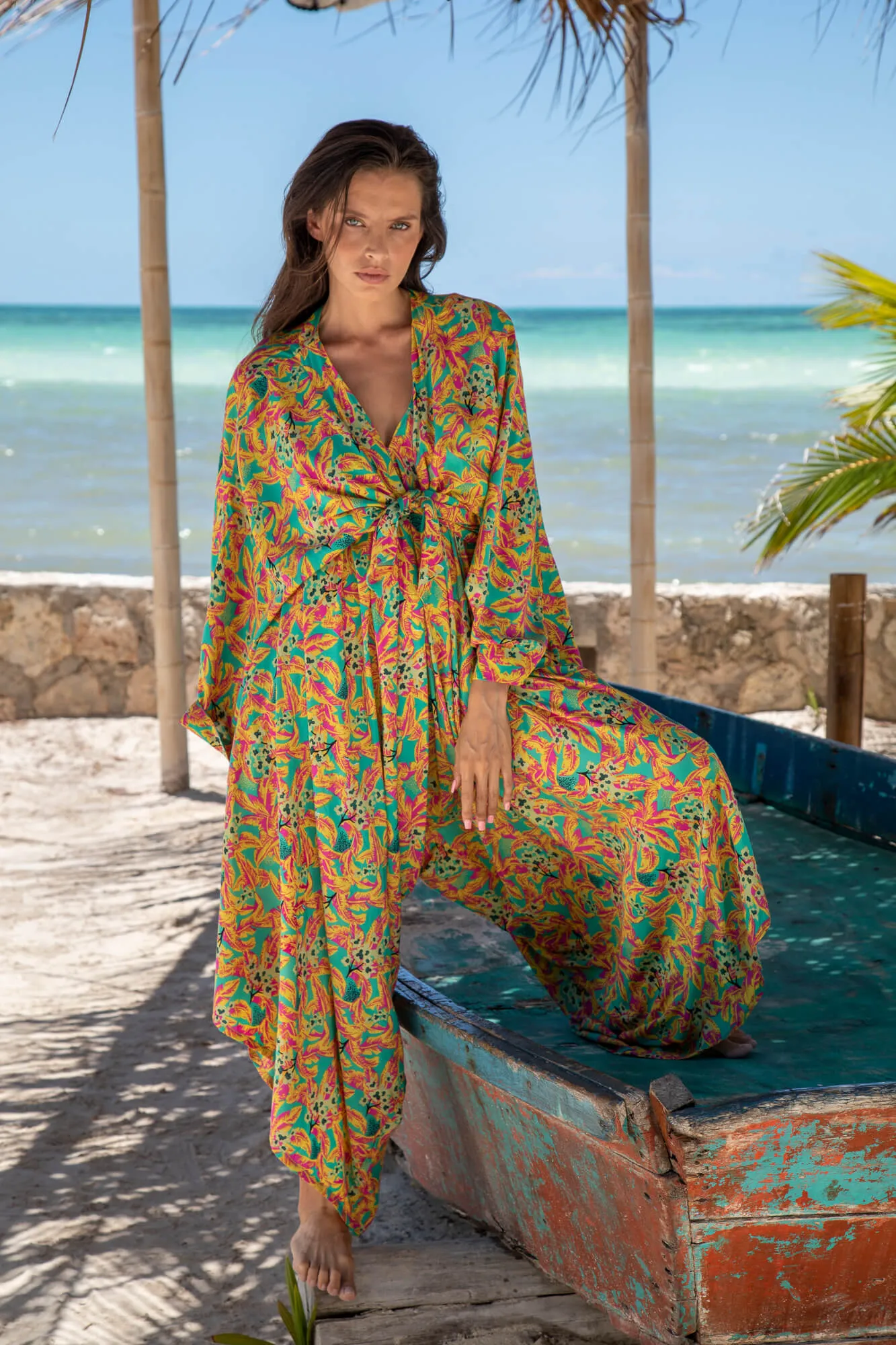 Greta Garbot Kimono Wrap Top in Premium Sao Paulo