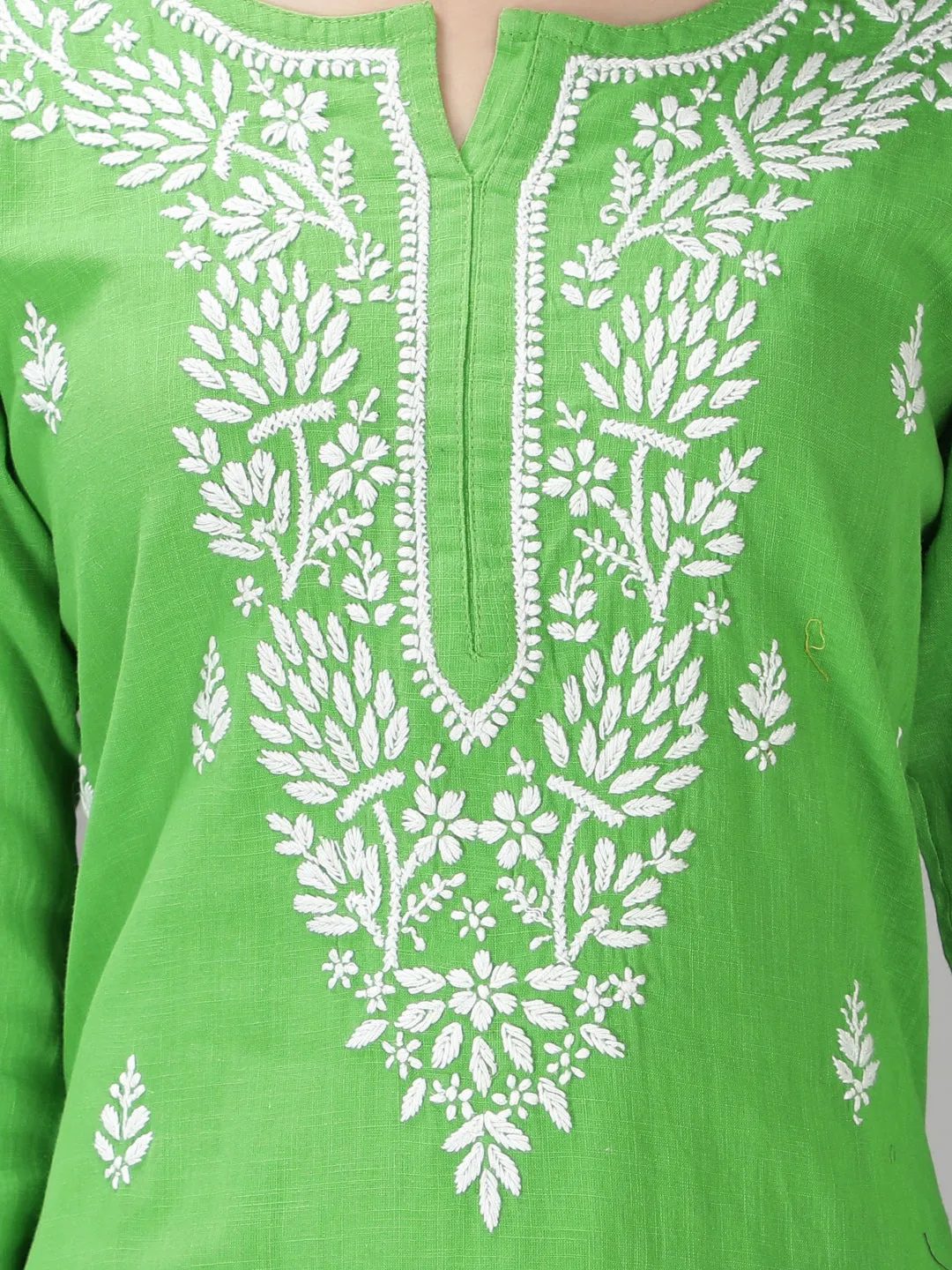 Hand Embroidered Green Chikankari Kurta