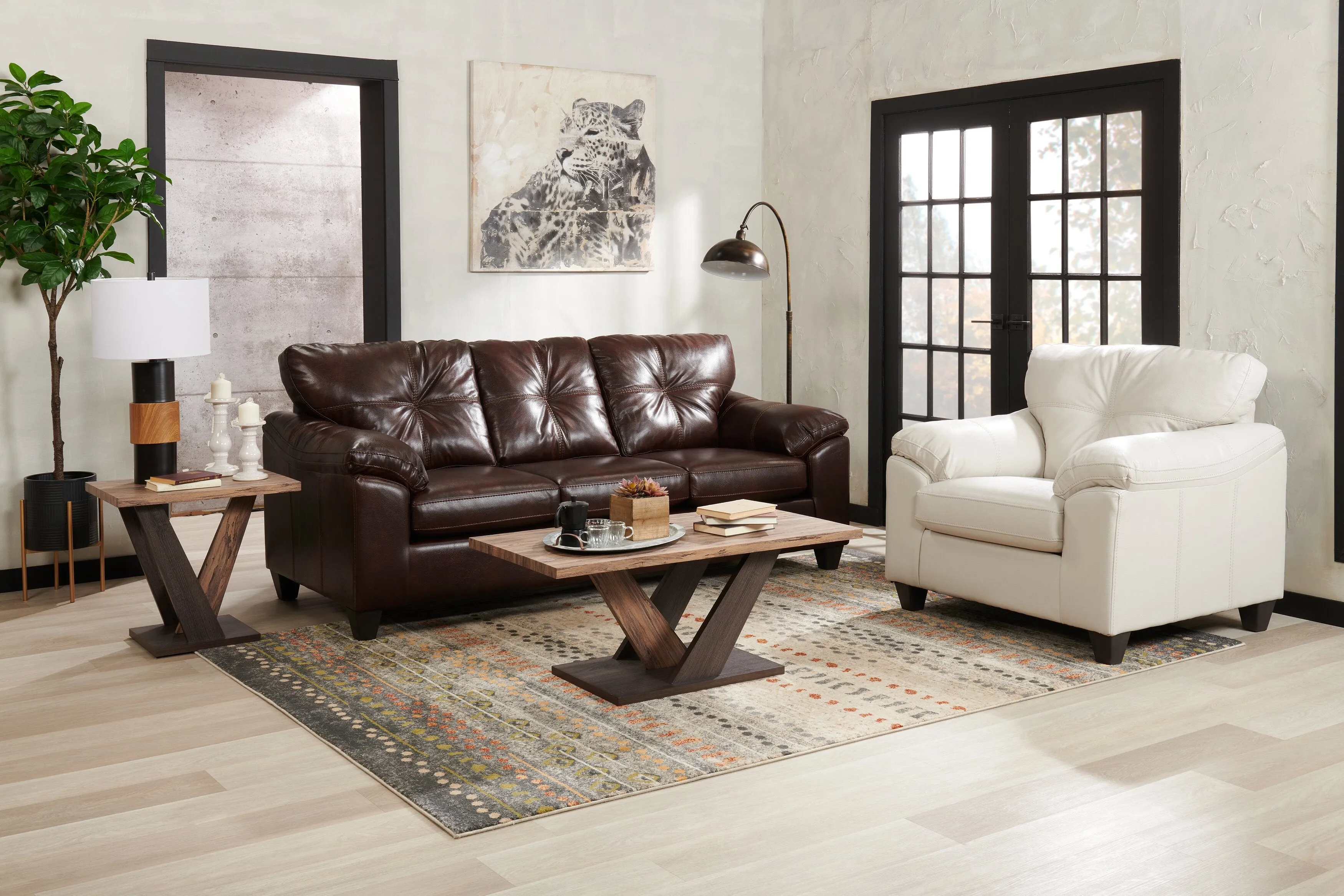 Irene Leath-Aire Chair - Beige