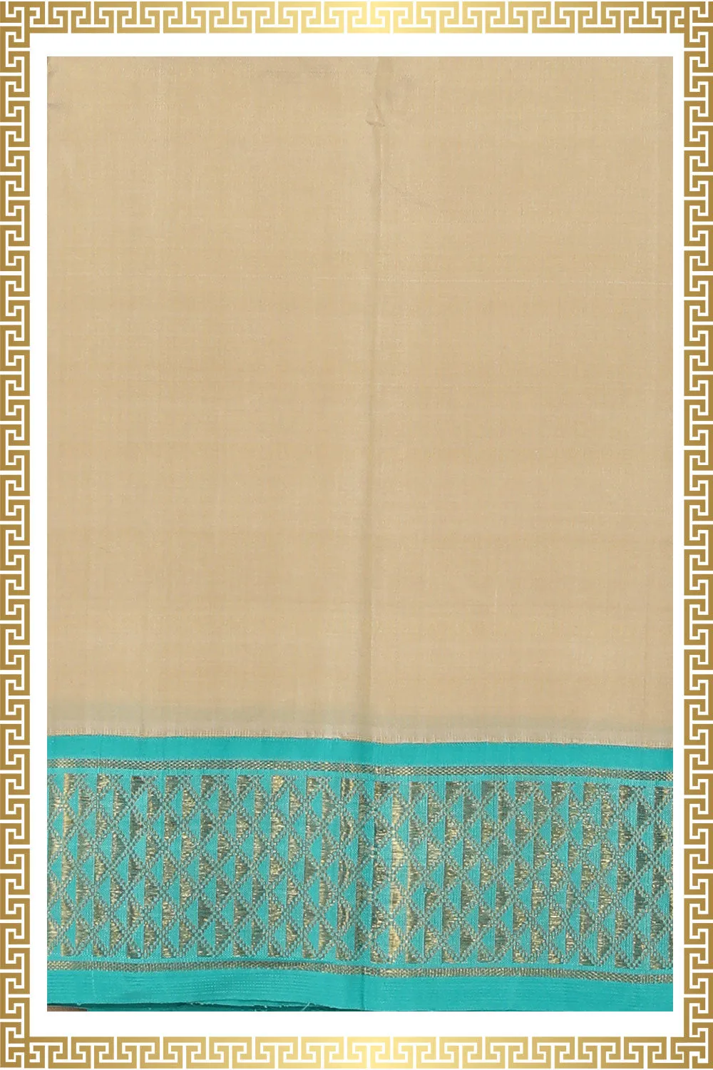 Kanchi Pure Silk Beige Traditional Dhoti With Kanduva (8 X 4)