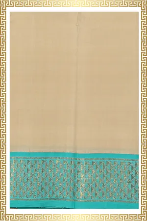 Kanchi Pure Silk Beige Traditional Dhoti With Kanduva (8 X 4)