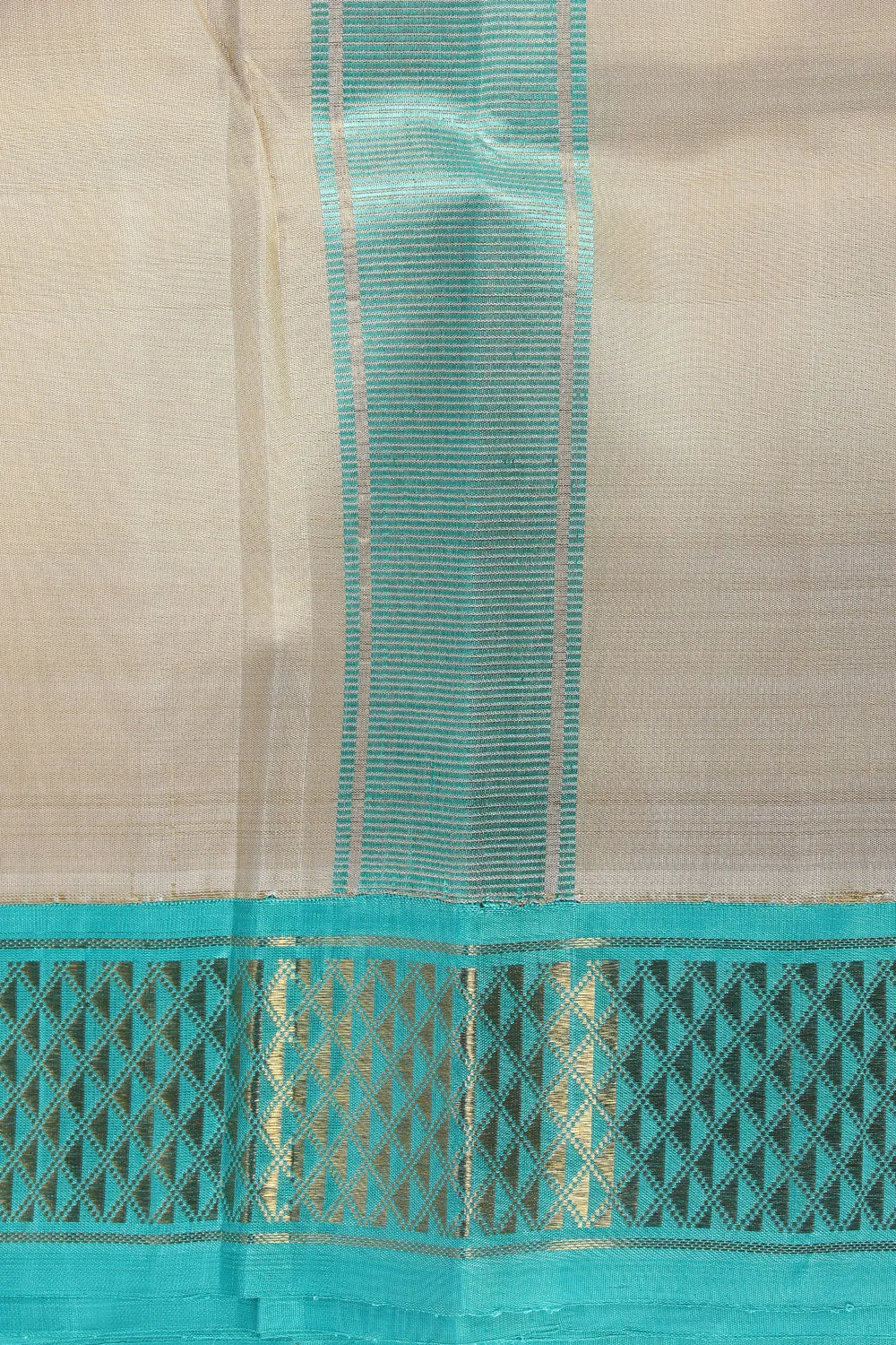 Kanchi Pure Silk Beige Traditional Dhoti With Kanduva (8 X 4)