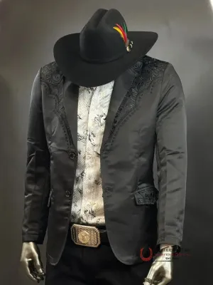 LAMASINI BLACK ON BLACK EMBROIDERED BLAZER LAM506-2847