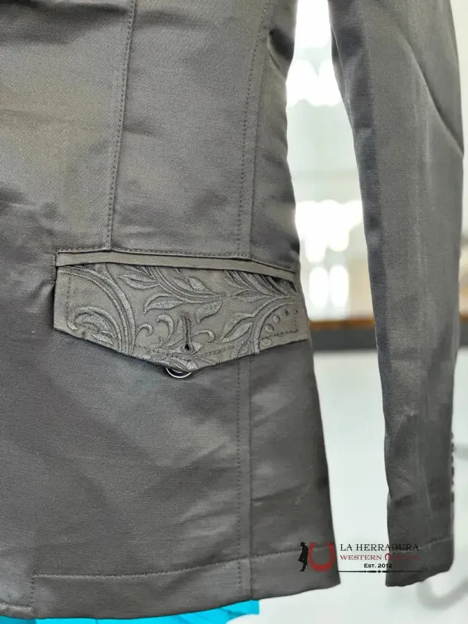 LAMASINI BLACK ON BLACK EMBROIDERED BLAZER LAM506-2847