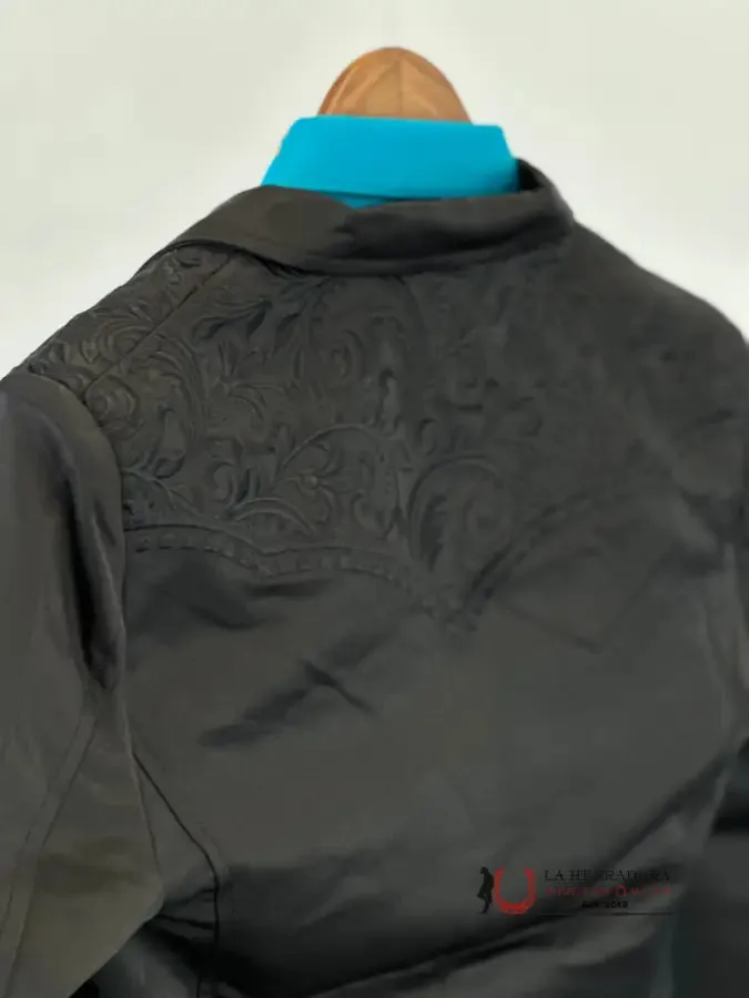 LAMASINI BLACK ON BLACK EMBROIDERED BLAZER LAM506-2847