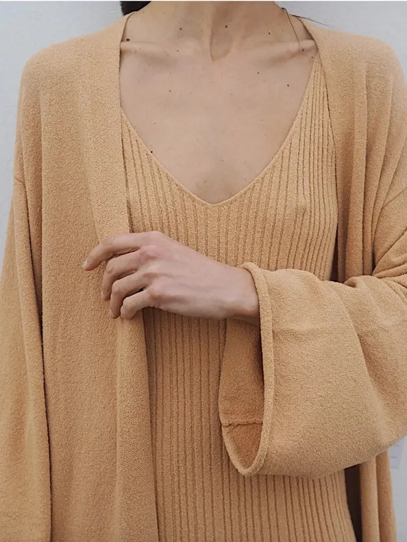 Maha Knitted Maxi-Coat Brown