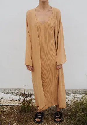 Maha Knitted Maxi-Coat Brown