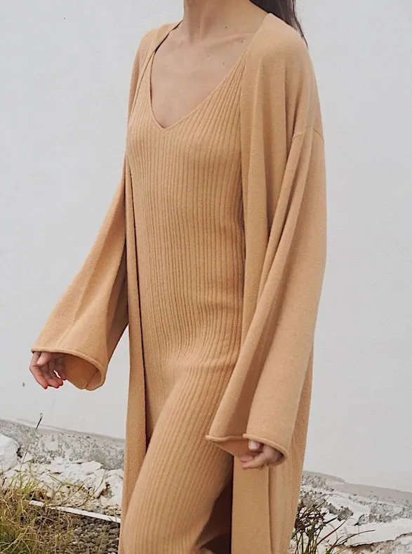 Maha Knitted Maxi-Coat Brown