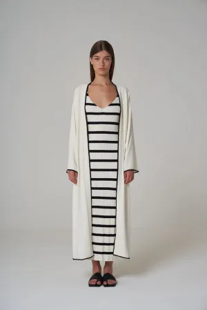 Maha Knitted Maxi-Coat Ecru