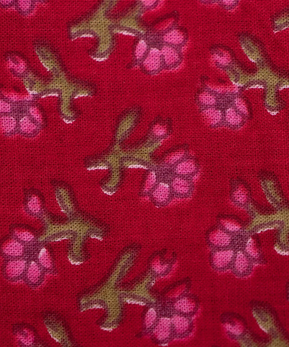 Maroon Butti Screen Printed Cotton Fabric