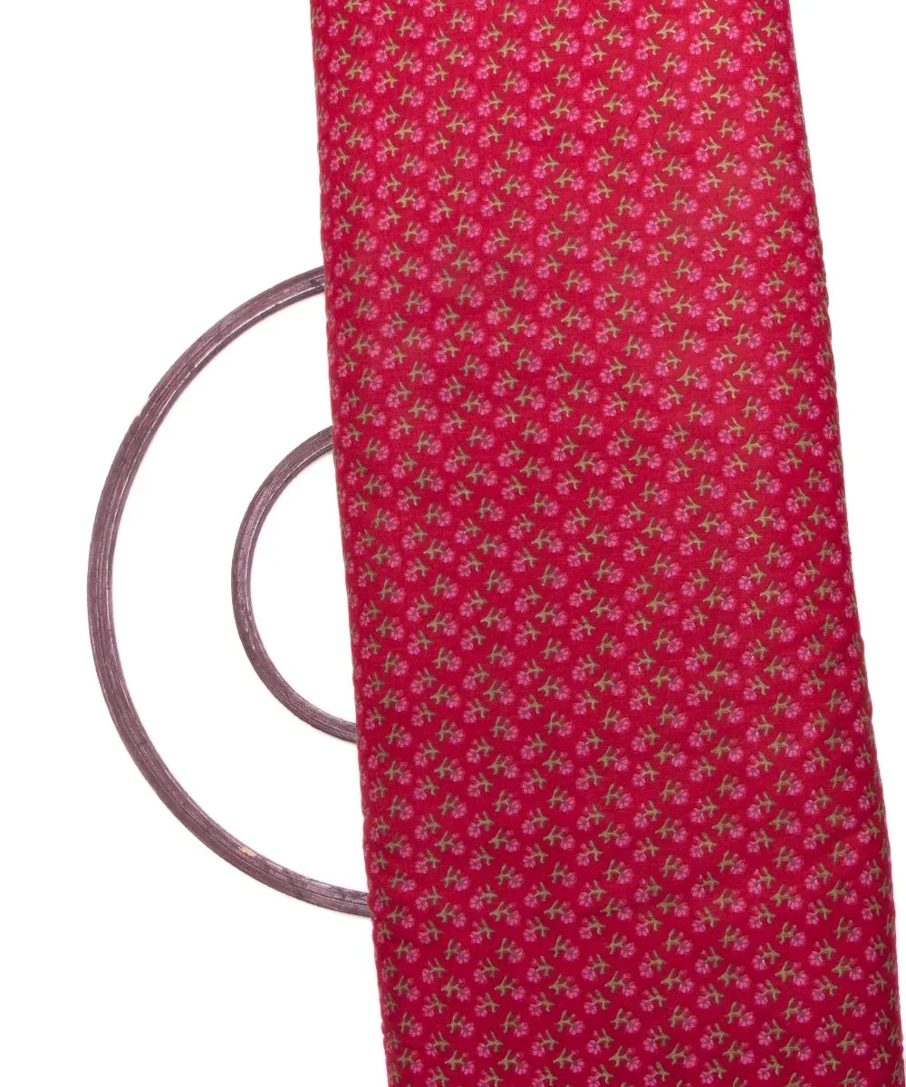 Maroon Butti Screen Printed Cotton Fabric